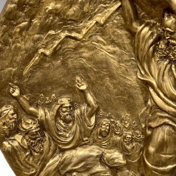 Moses 10 Commandments Relief Decorative Plate Bronze Cast Rhodes Studios 1st Ed - Picture 3 of 8